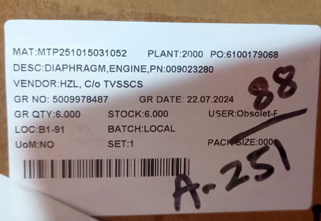 DIAPHRAGM,ENGINE,PN:009023280 - mjvaluemart