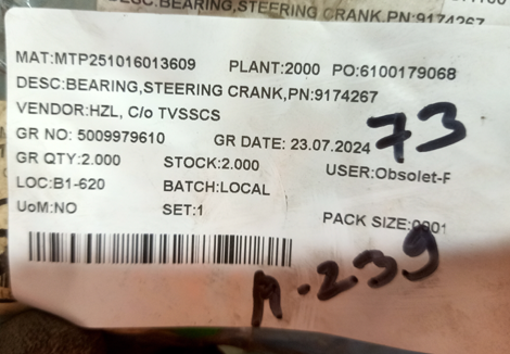 BEARING,STEERING CRANK,PN:9174267 - mjvaluemart