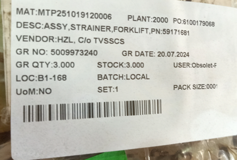 ASSY,STRAINER,FORKLIFT,PN:59171681 - mjvaluemart