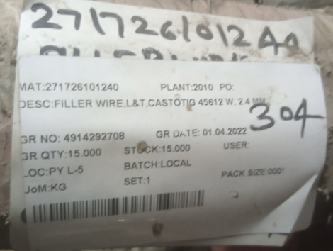 FILLER WIRE,L&T,CASTOTIG 45612 W, 2.4 MM - mjvaluemart