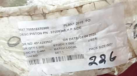 PISTON PN : 97058366,H.P.SIDE - mjvaluemart