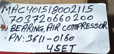 BEARING,AIR COMPRESSOR,PN:3611-0160 - mjvaluemart